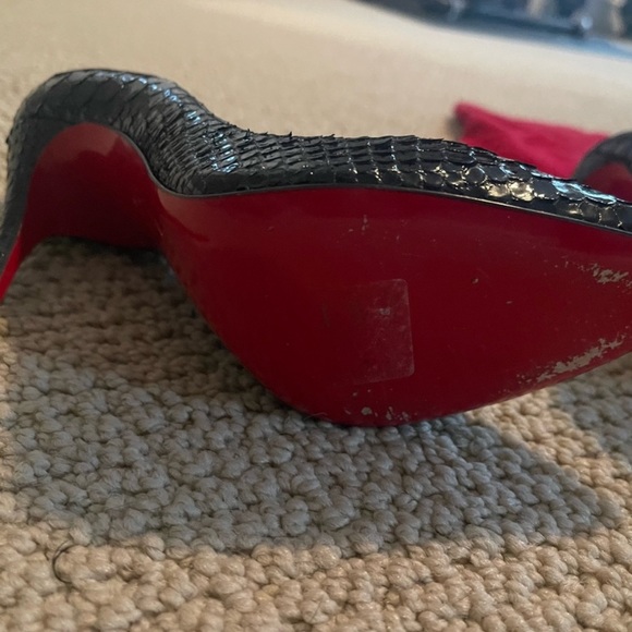 Christian Louboutin Black Shiny Croc Heels 37 - Picture 6 of 9